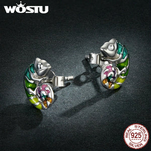 925 Silver Mini Chameleon Stud Earrings For Women CTE587