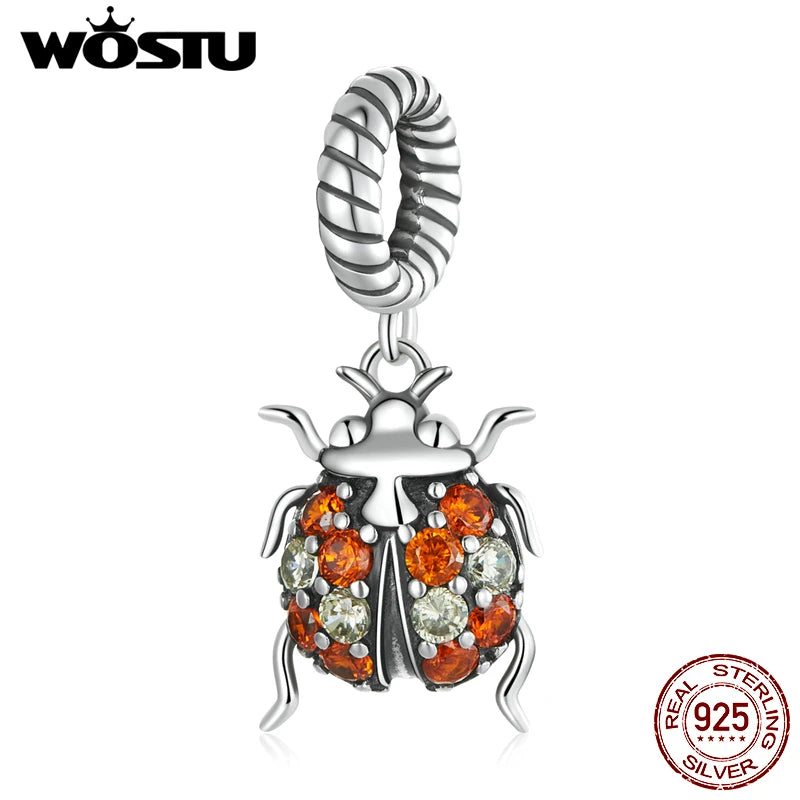 925 Silver Ladybug Charm Bead Pendant for Women Jewelry