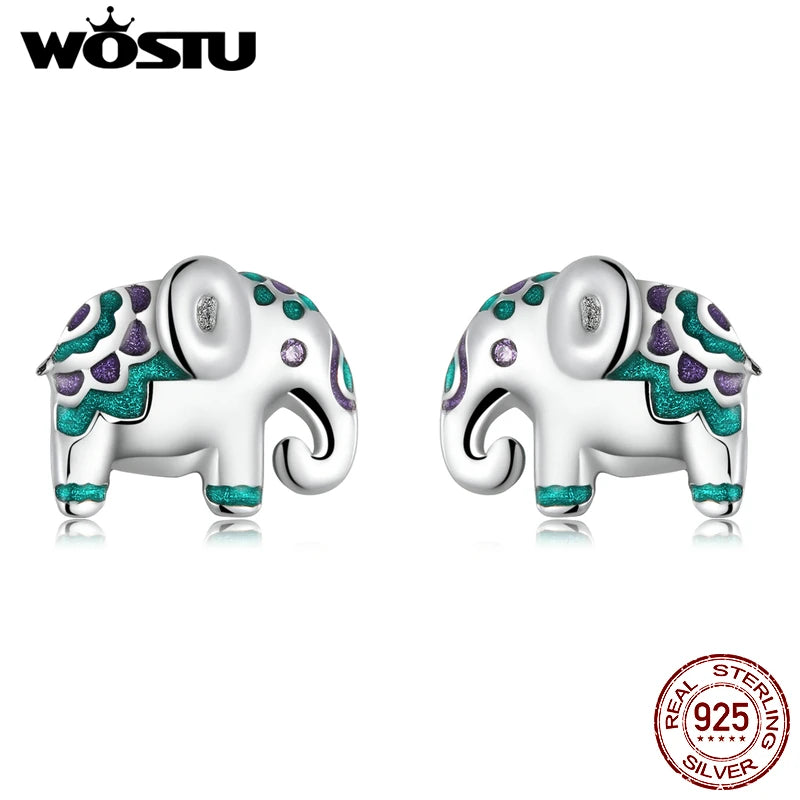925 Sterling Silver Mini Elephant Stud Earrings for Women