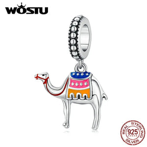 925 Silver Desert Camels Dangle Charms for Bracelet Pendant Necklace