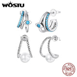 925 Silver Devil Eye Shell Pearl Stud Earrings Women Party Jewelry