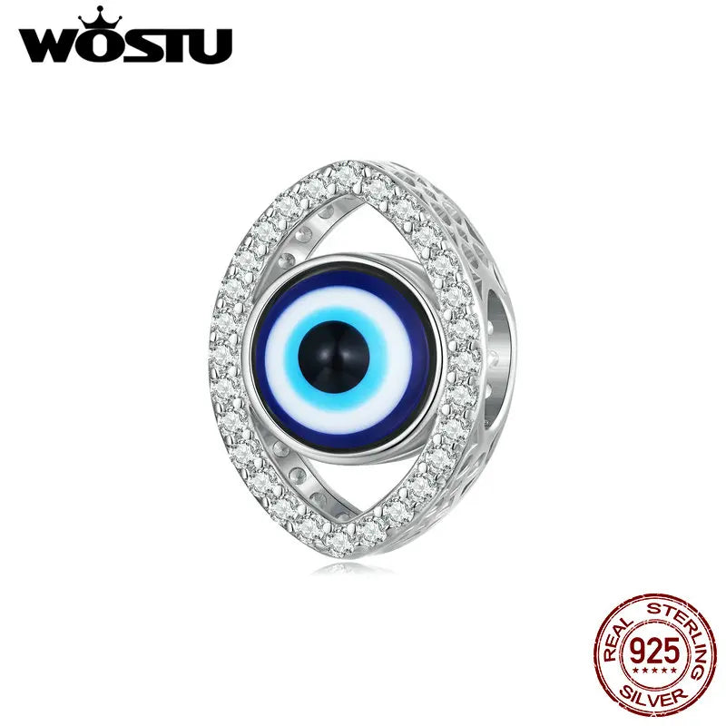 925 Silver Devil?s Eye Zircon Bead for Good Fortune