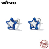 925 Silver Double Star Zircon Ear Studs