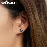 925 Silver Double Star Zircon Ear Studs