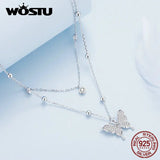 925 Silver Butterfly Necklace with Tassel & Zircons