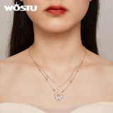 925 Silver Butterfly Necklace with Tassel & Zircons