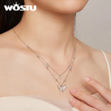 925 Silver Butterfly Necklace with Tassel & Zircons