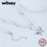 925 Silver Butterfly Necklace with Tassel & Zircons