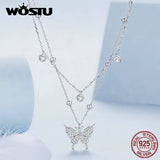 925 Silver Butterfly Necklace with Tassel & Zircons