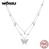 925 Silver Butterfly Necklace with Tassel & Zircons