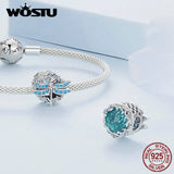 925 Silver Dragonfly Bead With Zircon & Glass Charm