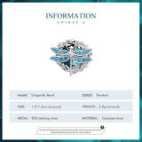 925 Silver Dragonfly Bead With Zircon & Glass Charm