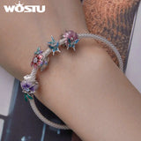 925 Silver Dragonfly&Bird&Butterfly Flower Bead Pendant Charm