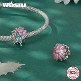925 Silver Dragonfly&Bird&Butterfly Flower Bead Pendant Charm