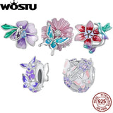 925 Silver Dragonfly&Bird&Butterfly Flower Bead Pendant Charm
