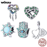 925 Silver Dream Catcher Snake Fatimid Eye Opal Sun Charm for Bracelet