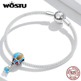 925 Silver Hot Air Balloon Rainbow Beads for Charm Necklace DIY