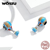 925 Silver Hot Air Balloon Rainbow Beads for Charm Necklace DIY