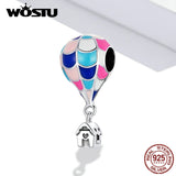 925 Silver Hot Air Balloon Rainbow Beads for Charm Necklace DIY
