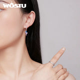 925 Silver Dreamy Opal Conch Ear Clips 8mm Ear Buckle for Women