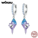 925 Silver Dreamy Opal Conch Ear Clips 8mm Ear Buckle for Women