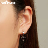 925 Silver Red Zircon Cross Ear Hoop Crystal Earring