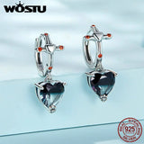 925 Silver Red Zircon Cross Ear Hoop Crystal Earring