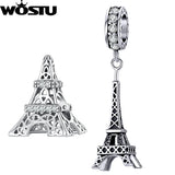 925 Silver Eiffel Tower Charm Vintage Zircon Pave Bead