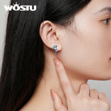925 Silver Parrot Ear Clips 8mm Enamel Bird Statement High Fine Jewelry