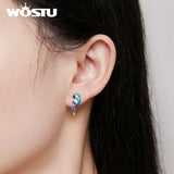 925 Silver Parrot Ear Clips 8mm Enamel Bird Statement High Fine Jewelry