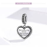 925 Silver Engraved Family Heart Pendant Charm Bracelet Love Pendant
