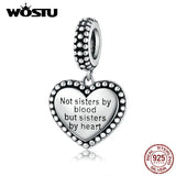 925 Silver Engraved Family Heart Pendant Charm Bracelet Love Pendant
