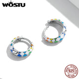 925 Silver Rainbow Circle Hoop Earrings Women's Party Jewelry