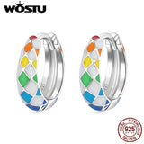 925 Silver Rainbow Circle Hoop Earrings Women's Party Jewelry