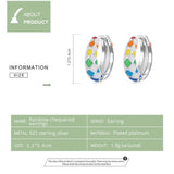 925 Silver Rainbow Circle Hoop Earrings Women's Party Jewelry
