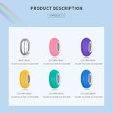 925 Silver European Bangle Bracelet with Rainbow Heart Charms for Women