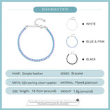 925 Silver Leather Bracelet Women Chain Link Jewelry