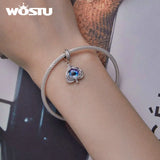925 Sterling Silver Evil Eye Hanging Bead with Resin for Women Bracelet Necklace