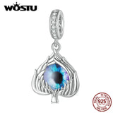 925 Sterling Silver Evil Eye Hanging Bead with Resin for Women Bracelet Necklace