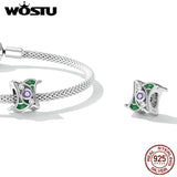 925 Silver Purple Zircon Evil Eye Charm Bead Spacer Women Bracelet DIY Jewelry