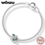 925 Silver Purple Zircon Evil Eye Charm Bead Spacer Women Bracelet DIY Jewelry