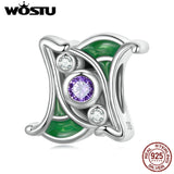 925 Silver Purple Zircon Evil Eye Charm Bead Spacer Women Bracelet DIY Jewelry
