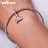 925 Silver Fitness Dumbbell Pendant Charms Sporty Women Fit DIY Jewelry