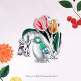 925 Silver Flower & Bird Charms Beads Pendant for Bracelet Necklace