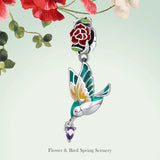 925 Silver Flower & Bird Charms Beads Pendant for Bracelet Necklace