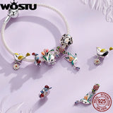 925 Silver Flower & Bird Charms Beads Pendant for Bracelet Necklace