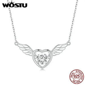 925 Silver Fly Wing Necklace with Zircon for Women