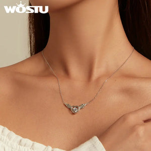 925 Silver Fly Wing Necklace with Zircon for Women