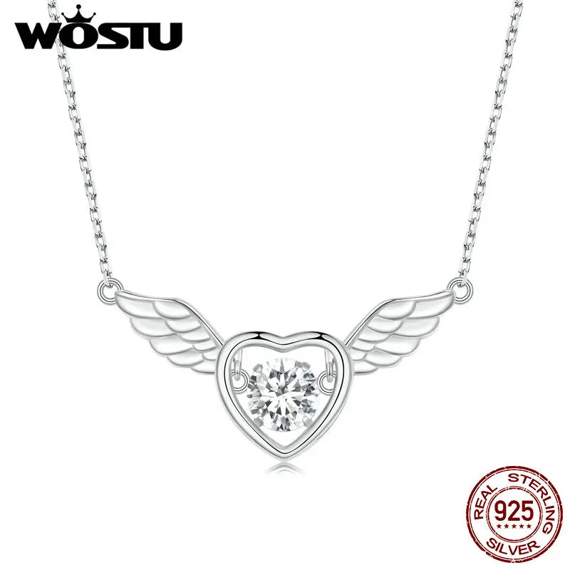 925 Silver Fly Wing Necklace with Zircon for Women