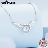 925 Silver Fly Wing Necklace with Zircon for Women